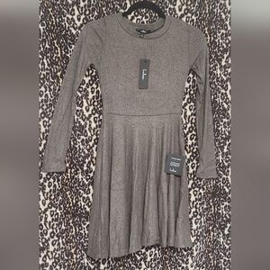 Lulu's Gray Fit and Flare Pleated Dress